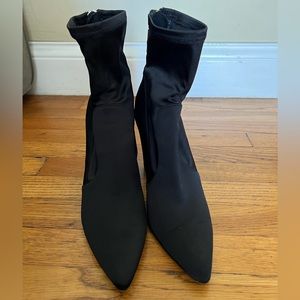 Dolce Vita Satin Pointy Ankle Boots. Size 8. 3.5” heel.